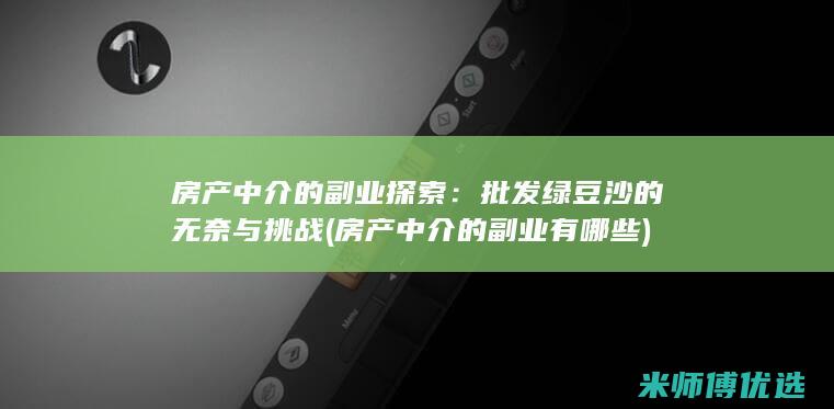 房产中介的副业探索：批发绿豆沙的无奈与挑战 (房产中介的副业有哪些)