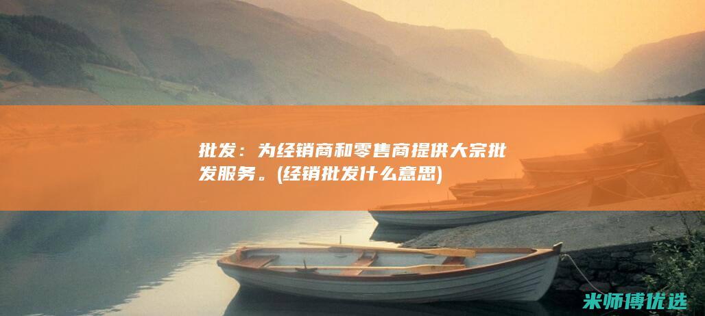 批发：为经销商和零售商提供大宗批发服务。(经销批发什么意思)