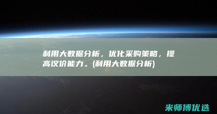 利用大数据分析，优化采购策略，提高议价能力。(利用大数据分析)