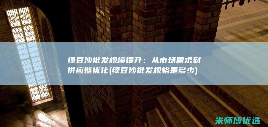 绿豆沙批发规模提升：从市场需求到供应链优化 (绿豆沙批发规格是多少)