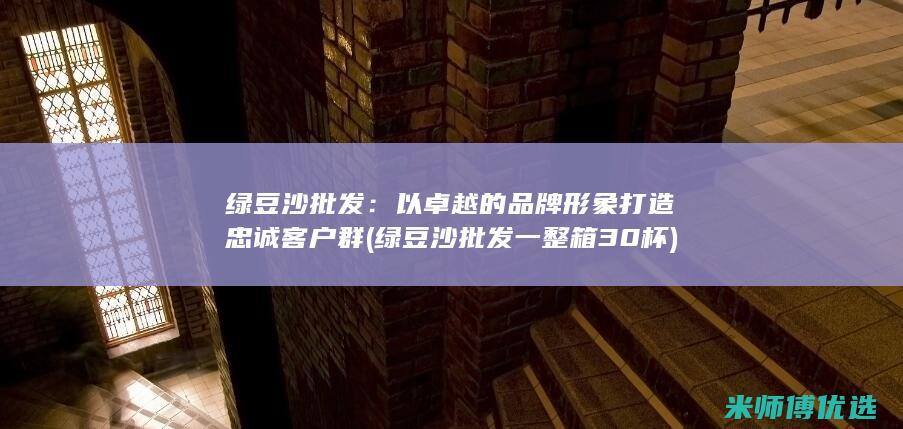 绿豆沙批发：以卓越的品牌形象打造忠诚客户群 (绿豆沙批发一整箱30杯)