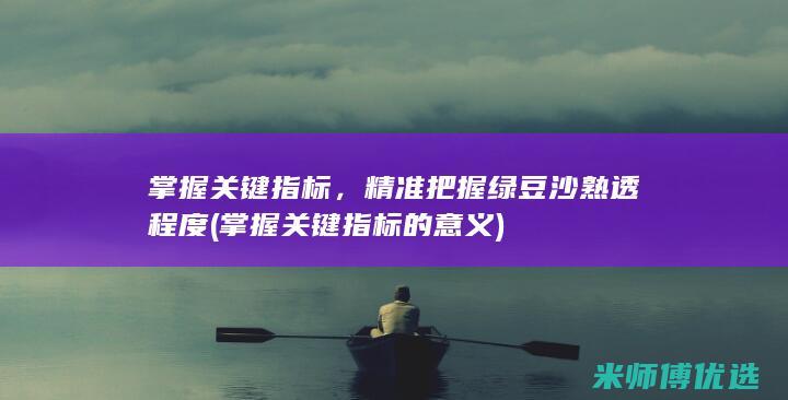 掌握关键指标，精准把握绿豆沙熟透程度 (掌握关键指标的意义)