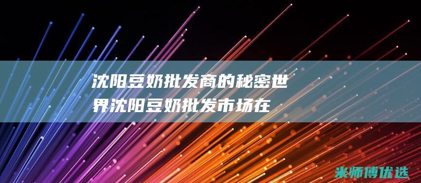 沈阳豆奶批发商的秘密世界 (沈阳豆奶批发市场在哪)