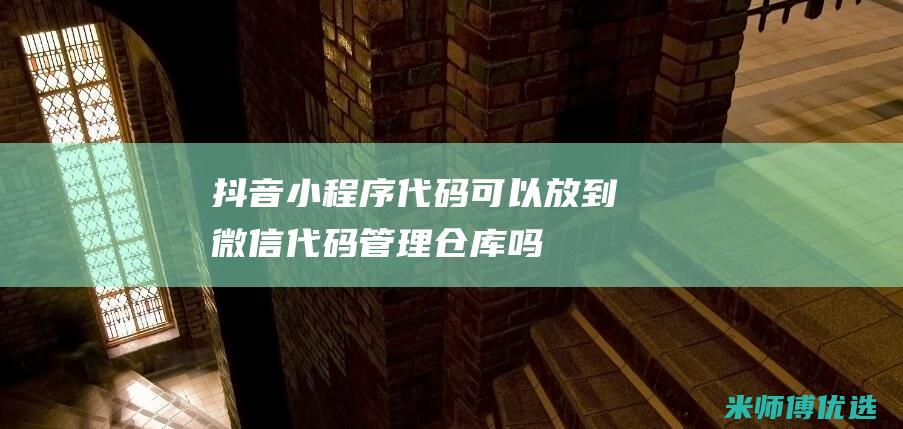 抖音小程序代码可以放到微信代码管理仓库吗