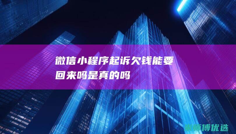 微信小程序起诉欠钱能要回来吗是真的吗