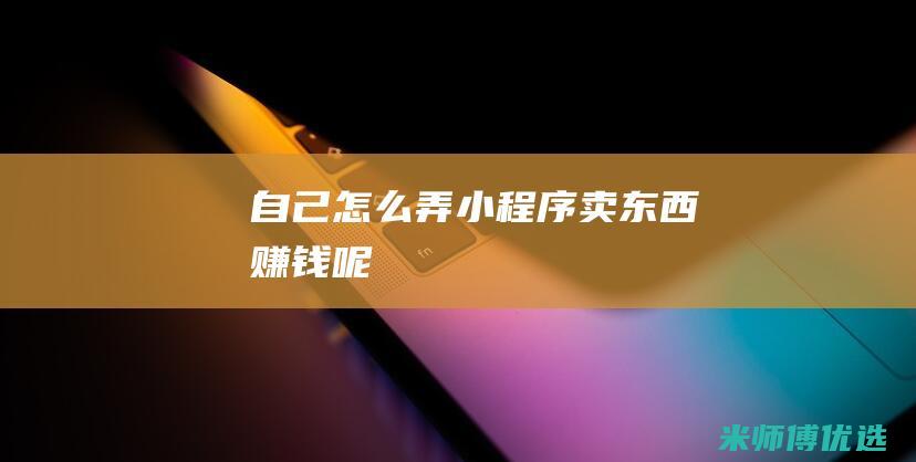 自己怎么弄小程序卖东西赚钱呢