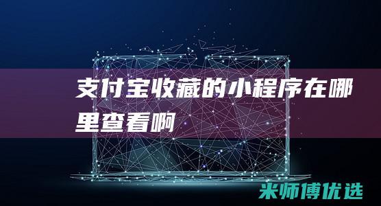 支付宝收藏的小程序在哪里查看啊