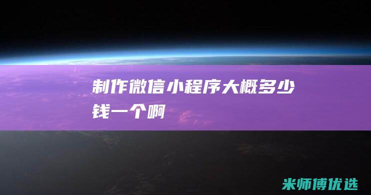 制作微信小程序大概多少钱一个啊